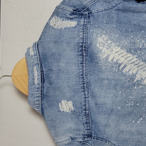 ART CLASS Graphic Studed Denim Jean Jacket M - Picture 6 of 14